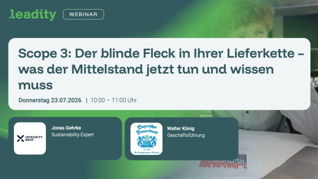 Scope 3 der blinde Fleck in der Lieferkette Webinar Titelbild mit IntegrityNext und dem Bayerischen Brauerbund