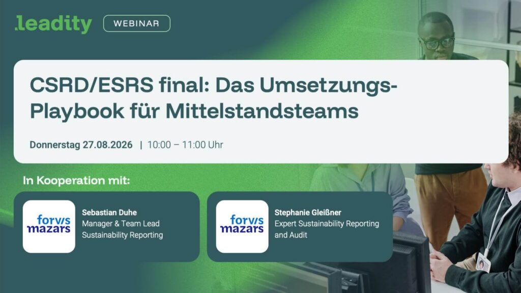 Webinar am 27.08.2026 zur finalen CSRD/ESRS Verordnung als Umsetzungsplaybook für Mittelstandsteams