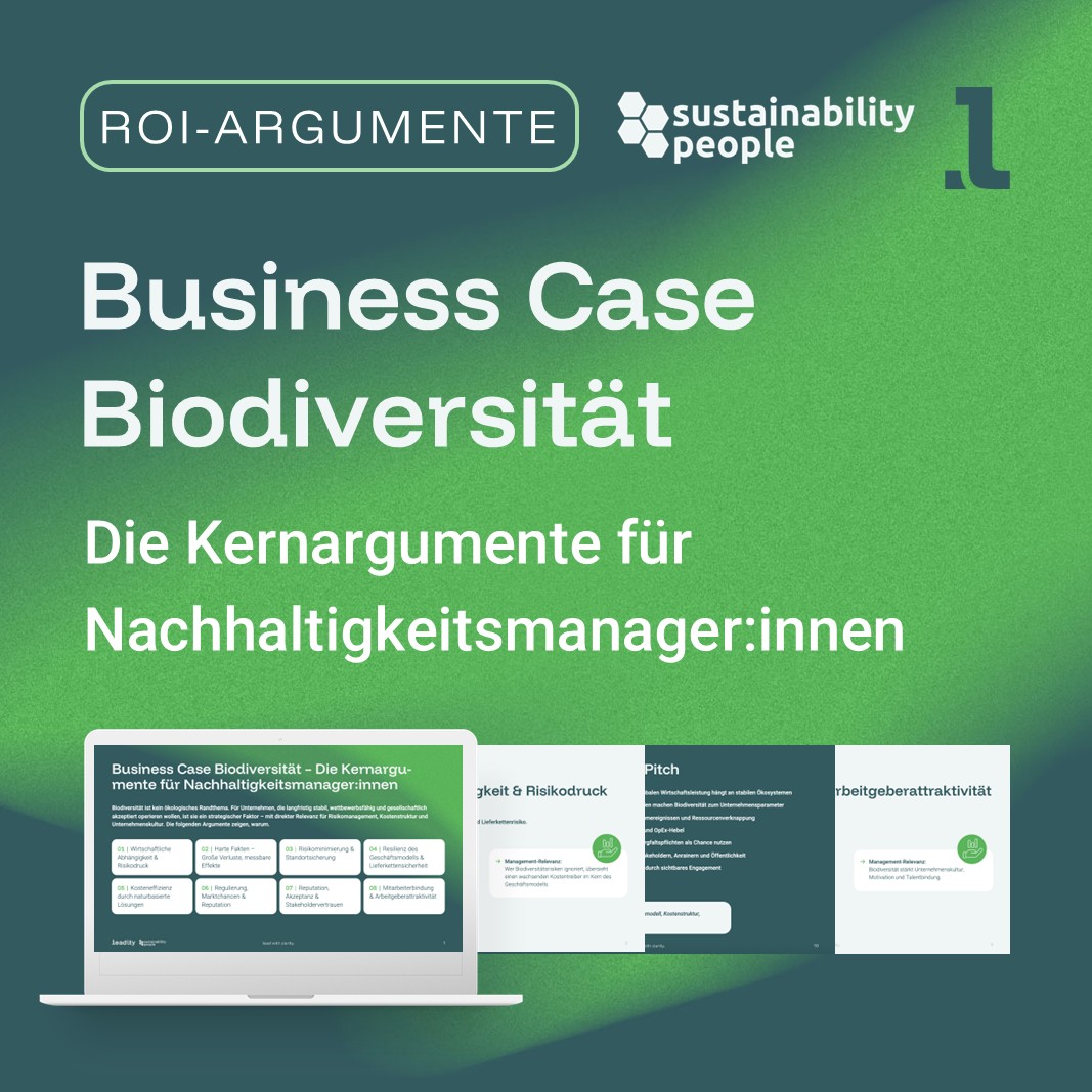 Computer mit 8 Kernargumenten für Nachhaltigkeitsmanager:innen zum Business Case Biodiversität