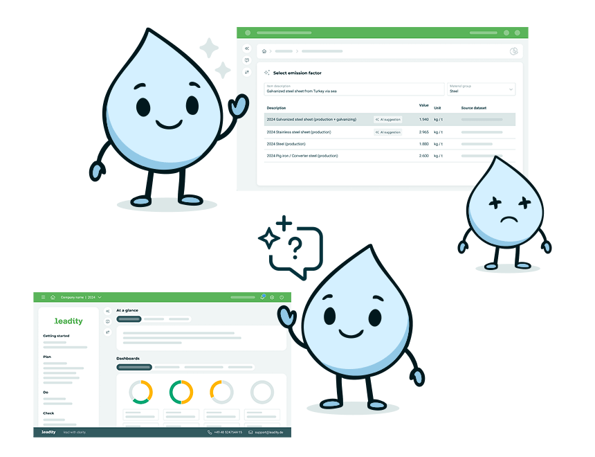leadity Software Visuals mit freundlichem CLEA-AI Avatar