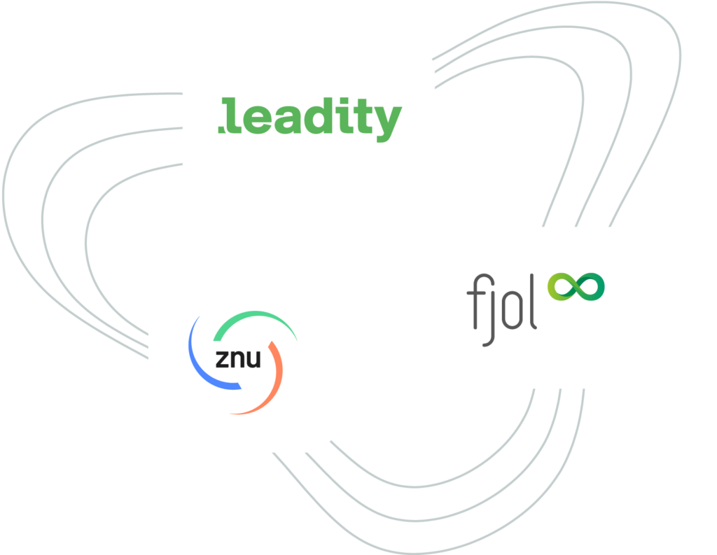 Dreiklang Partner Grafik: leadity Logo, fjol Logo und ZNU Logo