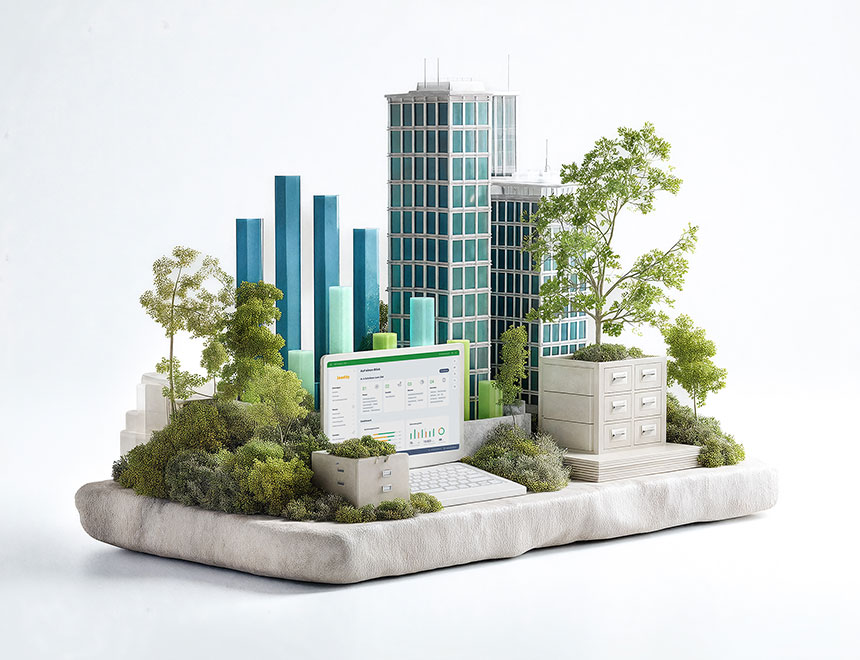3D visual ESG management, EcoVadis rating, data overview