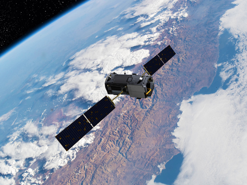 eudr-umsetzung-mit-sateliten-software Bild EUDR Compliance - Satellit im Universum über der Erde