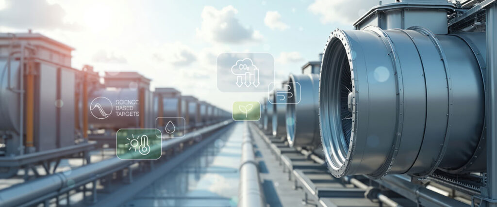 Turbinenanlage mit Klimasymbolen